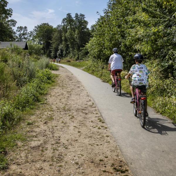 Zwei auf Radtour auf dem Naturwanderweg Horsens–Silkeborg im Küstenland in Dänemark
