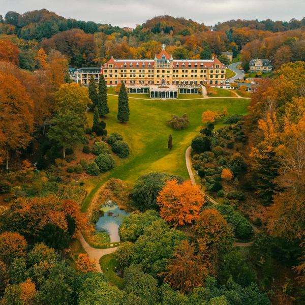 Der park bei Hotel Vejlefjord
