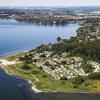 Luftbild von Horsens am Horsens Fjord mit Husodde Strand und Horsens City Camping