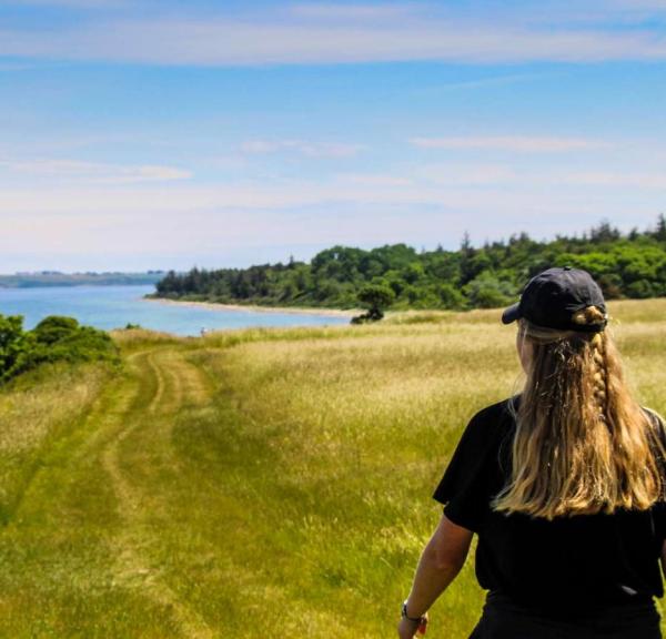 Frau wandert am Nørreklint auf Tunø