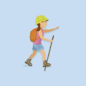 Illustration einer weiblichen Wanderin