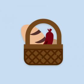 Illustration eines Picknick-Korbs von Destination Kystlandet